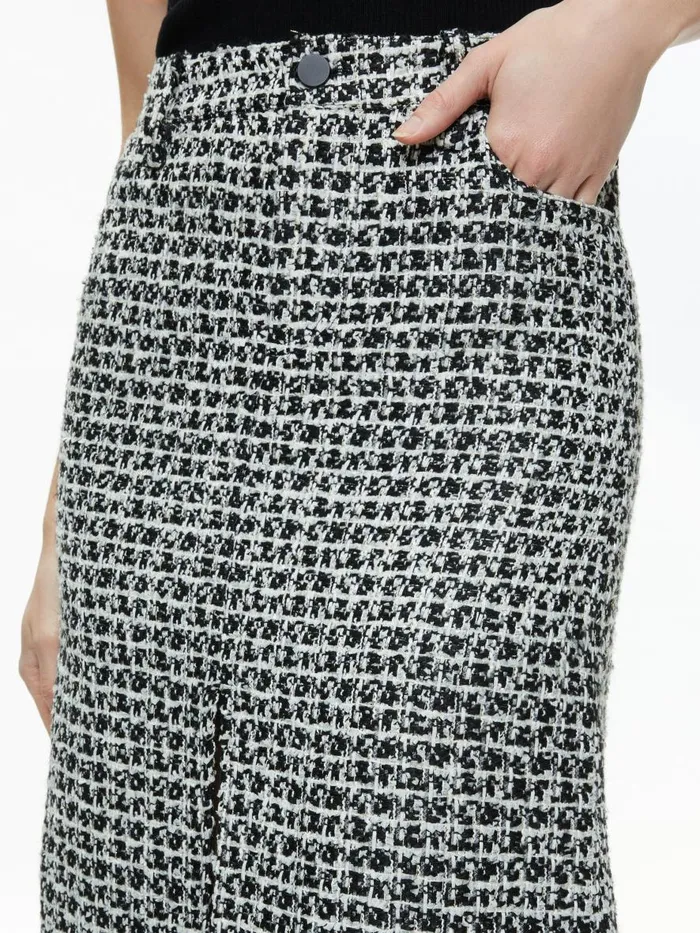 Skirts Women Alice Olivia RYE TWEED MAXI SKIRT Blackoff White