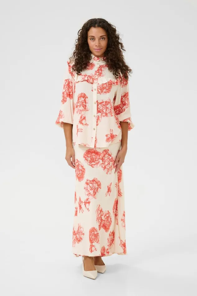 Skirts Women CULTURE CUalexa Skirt Offwhitered Flower