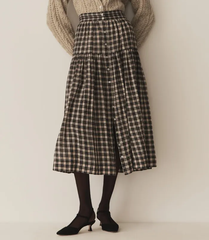 Skirts Women DEN Fabienne Skirt Navy Countryside Plaid