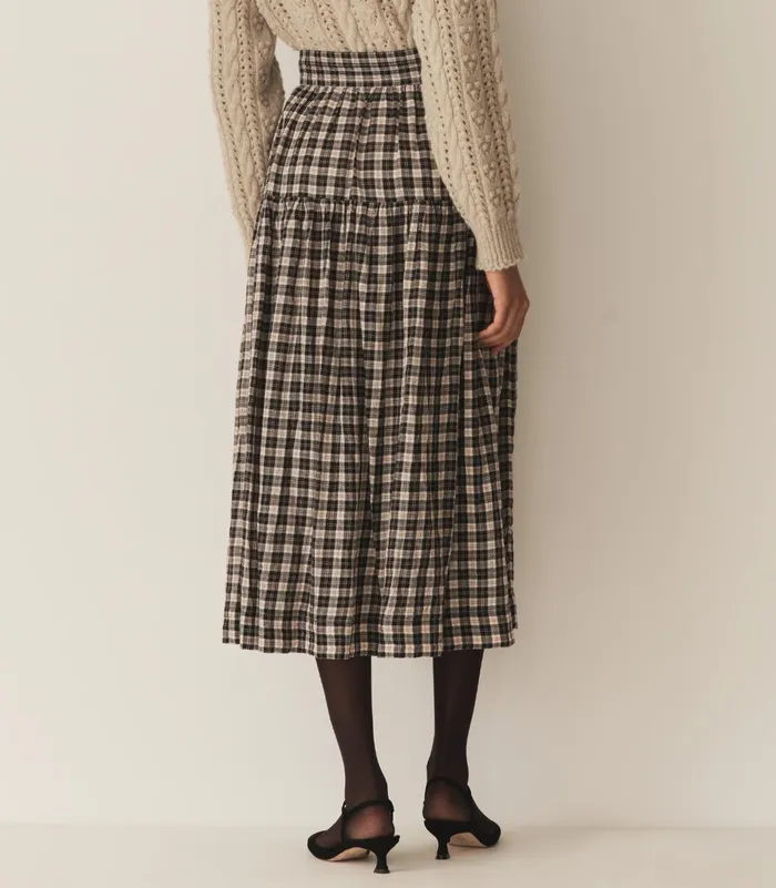 Skirts Women DEN Fabienne Skirt Navy Countryside Plaid Skirts Women DEN Fabienne Skirt Navy Countryside Plaid