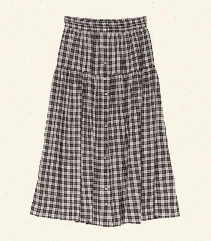 Skirts Women DEN Fabienne Skirt Navy Countryside Plaid Skirts Women DEN Fabienne Skirt Navy Countryside Plaid