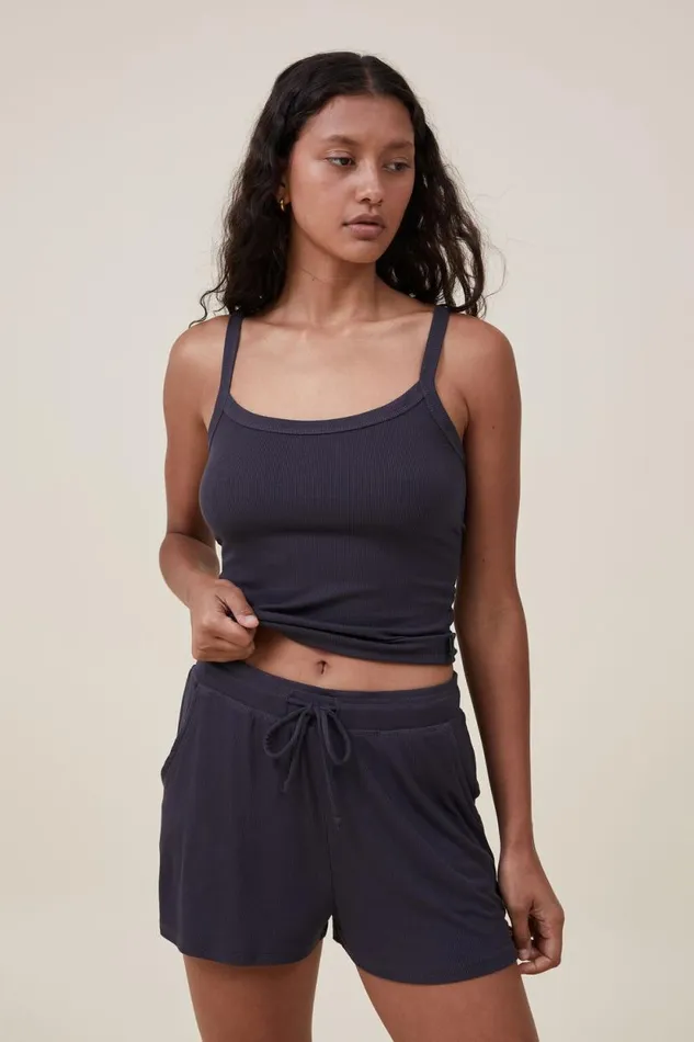 Sleep Recovery Relaxed Short Black Rib Women Cotton On Shorts