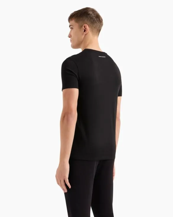 Slim Fit Jersey Tshirt With Logo Black Men Armani TShirts Slim Fit Jersey Tshirt With Logo Black Men Armani TShirts