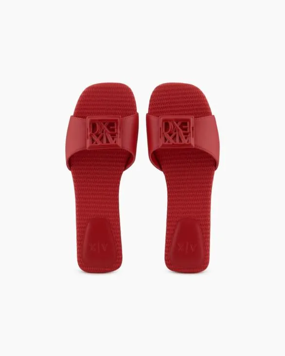 Slippers With Band And Logo Red Women Armani Sandals