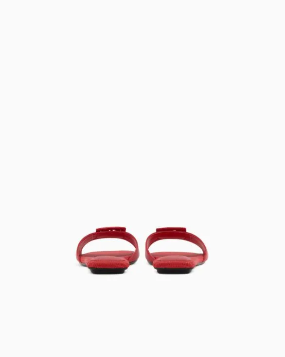 Slippers With Band And Logo Red Women Armani Sandals
