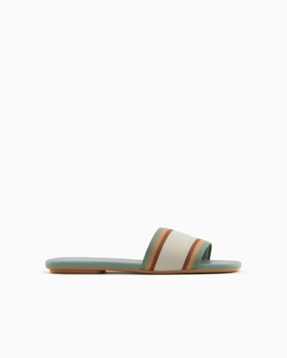 Slippers With Contrasting Band And Logo Green Women Armani Sandals