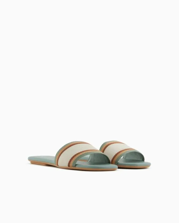 Slippers With Contrasting Band And Logo Green Women Armani Sandals Slippers With Contrasting Band And Logo Green Women Armani Sandals