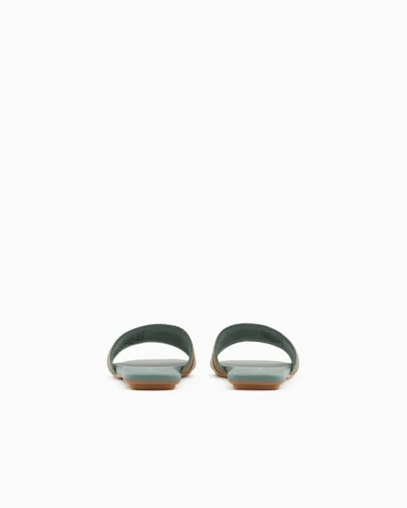 Slippers With Contrasting Band And Logo Green Women Armani Sandals Slippers With Contrasting Band And Logo Green Women Armani Sandals