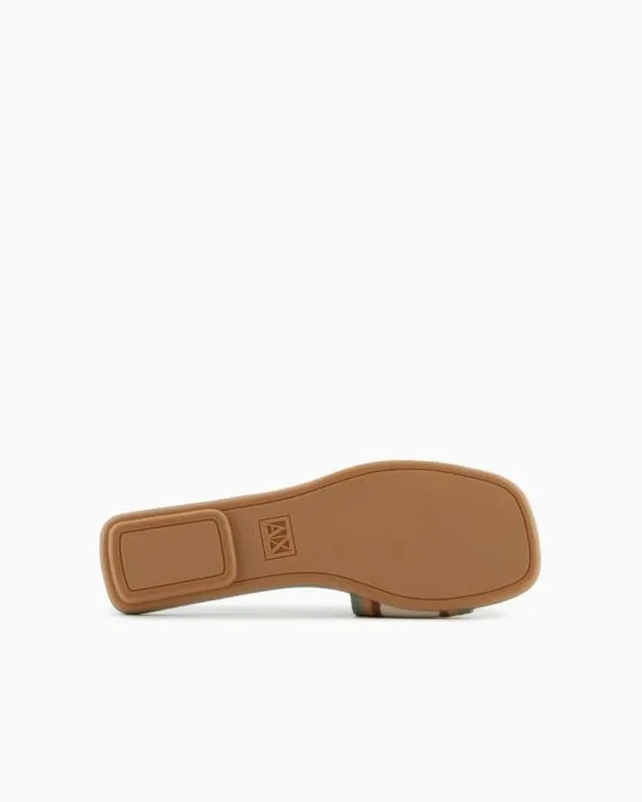 Slippers With Contrasting Band And Logo Green Women Armani Sandals Slippers With Contrasting Band And Logo Green Women Armani Sandals