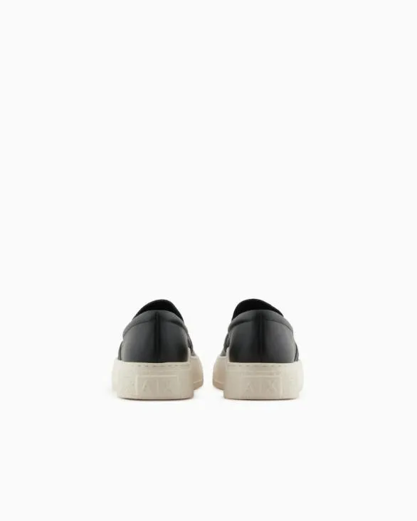 Smooth Leather Slip On Black Men Armani Sneakers Smooth Leather Slip On Black Men Armani Sneakers