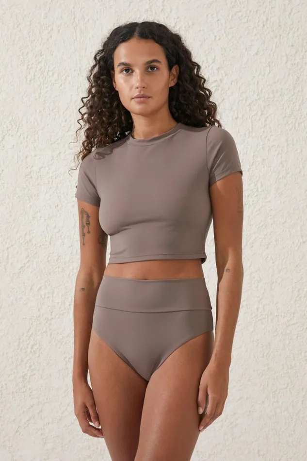 Smoothing High Waisted Cheeky Bikini Bottom Raw Umber Women Cotton On Bikinis