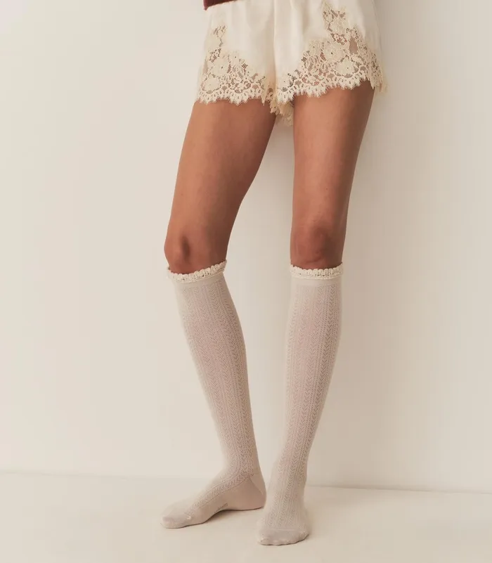 Socks and Tights Women DEN Collgien Pointelle Knee High Sock Doux Agneaux Socks and Tights Women DEN Collgien Pointelle Knee High Sock Doux Agneaux