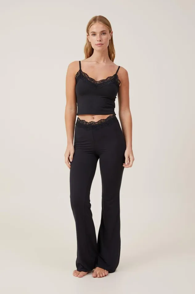 Soft Lounge Lace Flare Black Women Cotton On Pants