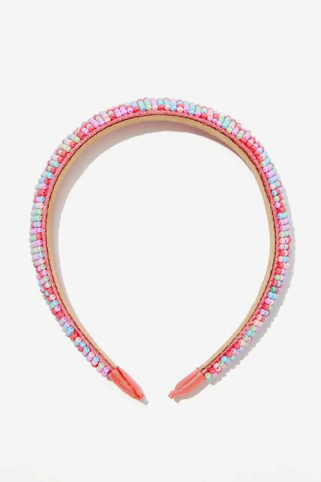 Sophia Luxe Headband Raspberry Pinkrainbow Beads Girls Cotton On Hair Accessories Sophia Luxe Headband Raspberry Pinkrainbow Beads Girls Cotton On Hair Accessories