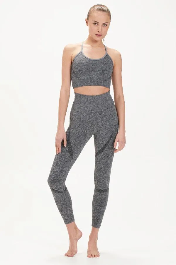 Sosandar Activewear Women Sofia Grey Marl Seamless High Waisted Shaper Leggings Grey