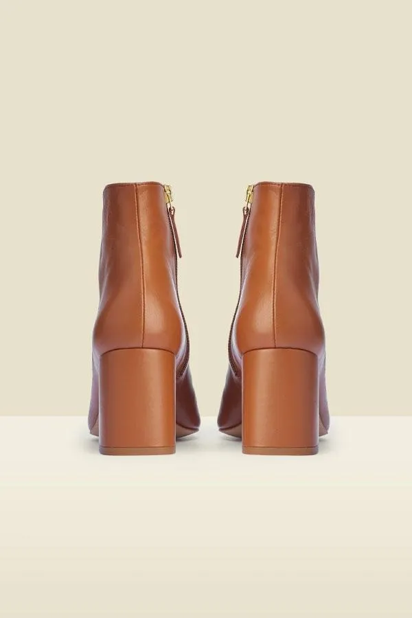 Sosandar Boots Women Anna Tan Leather Mid Heel Ankle Boot