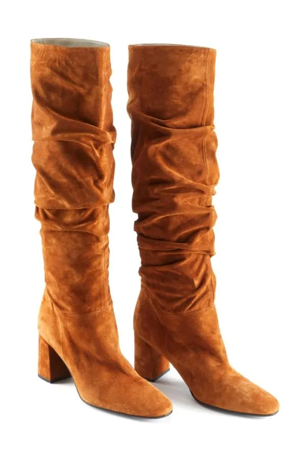 Sosandar Boots Women Cognac Brown Suede Pull On Knee High Boot Brown