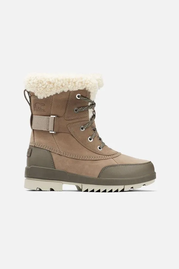 Sosandar Boots Women Sorel Taupe Leather Shearling Collar Hiker Boot