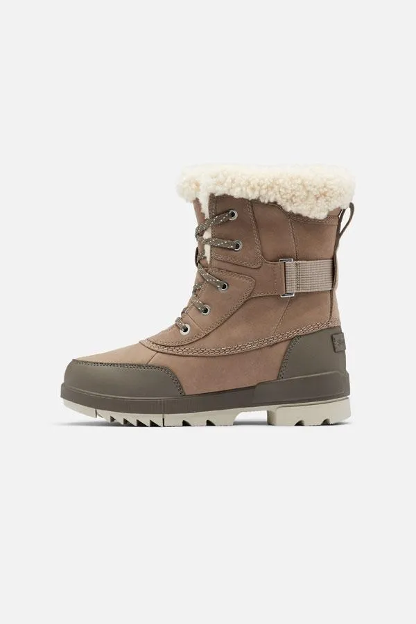 Sosandar Boots Women Sorel Taupe Leather Shearling Collar Hiker Boot