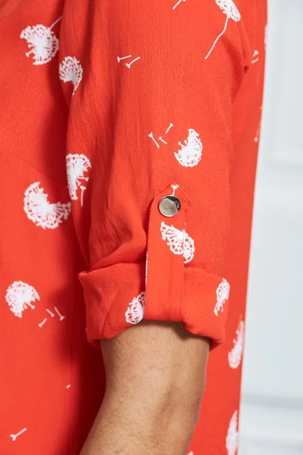 Sosandar Dresses Women Red and White Dandelion Print Shift Dress Red White