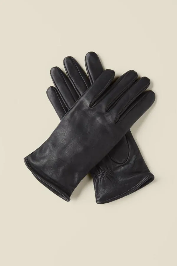 Sosandar Hats Scarves and Gloves Women Black Luxe Leather Gloves Black