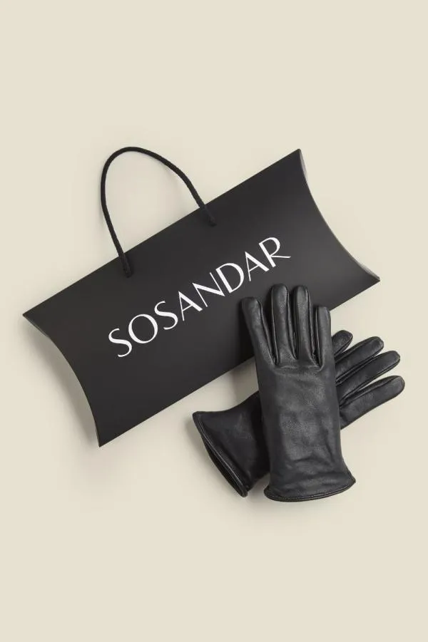 Sosandar Hats Scarves and Gloves Women Black Luxe Leather Gloves Black