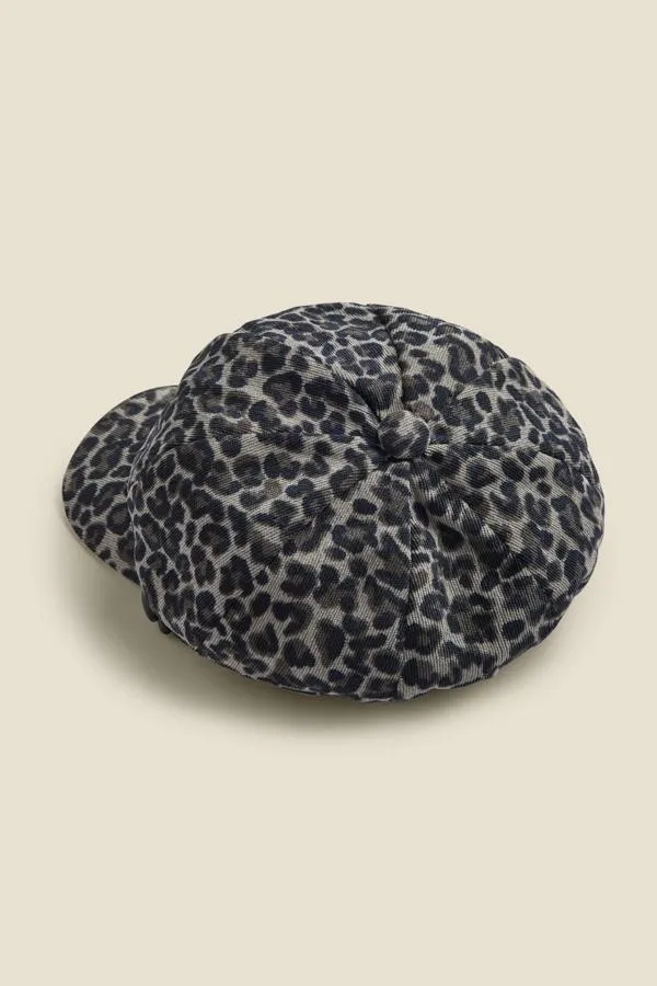 Sosandar Hats Scarves and Gloves Women Oslo Leopard Print Baker Boy Hat