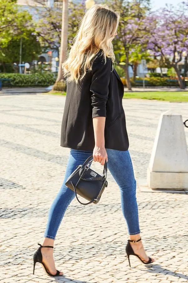 Sosandar Jackets and Coats Women Black Longline Relaxed Fit Blazer Black