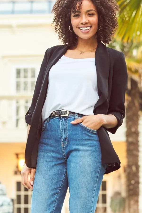 Sosandar Jackets and Coats Women Black Relaxed Fit Blazer Black