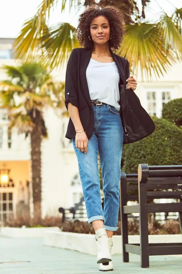 Sosandar Jackets and Coats Women Black Relaxed Fit Blazer Black