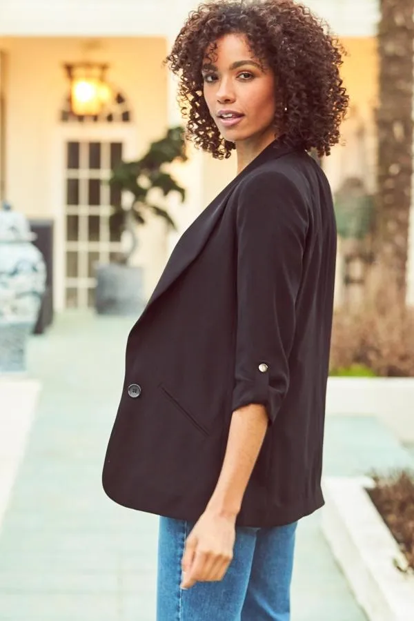 Sosandar Jackets and Coats Women Black Relaxed Fit Blazer Black