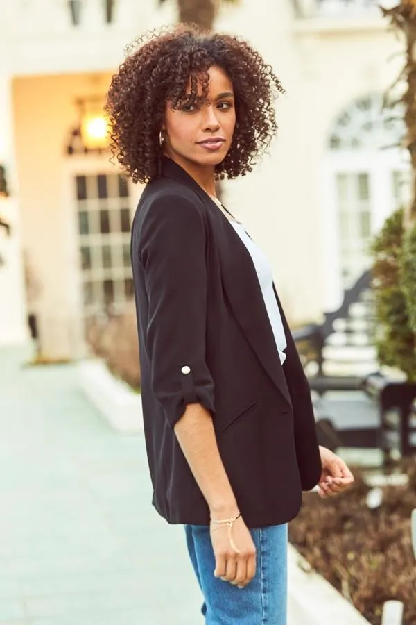 Sosandar Jackets and Coats Women Black Relaxed Fit Blazer Black