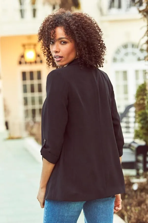 Sosandar Jackets and Coats Women Black Relaxed Fit Blazer Black