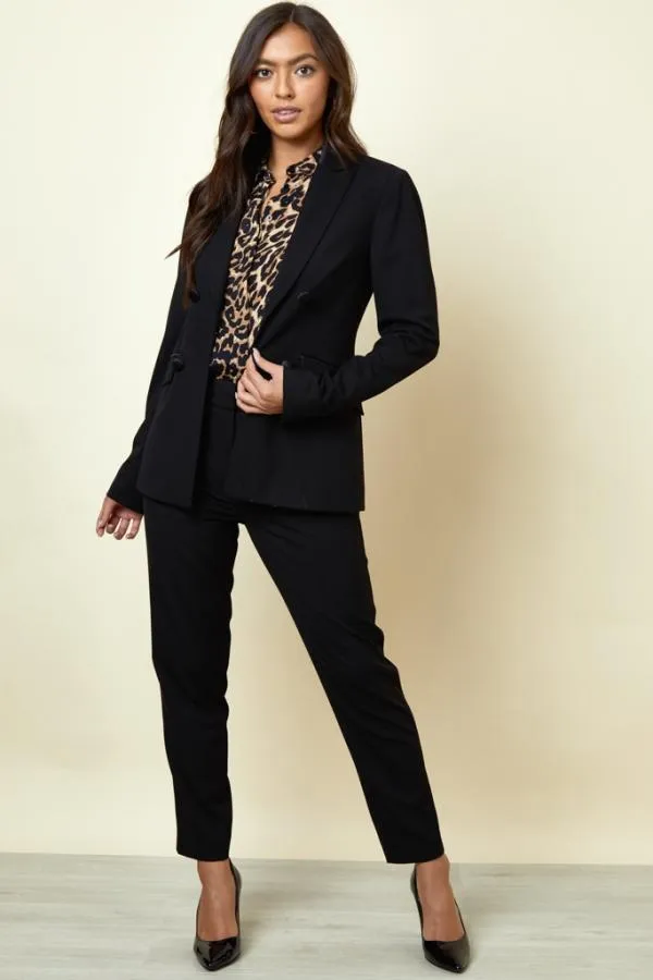 Sosandar Jackets and Coats Women Black Tuxedo Jacket Black