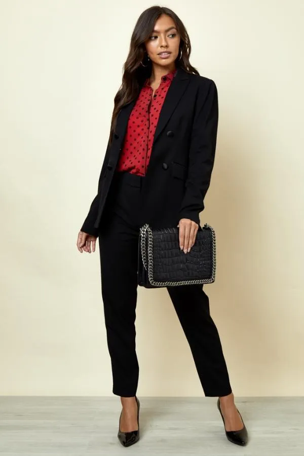 Sosandar Jackets and Coats Women Black Tuxedo Jacket Black