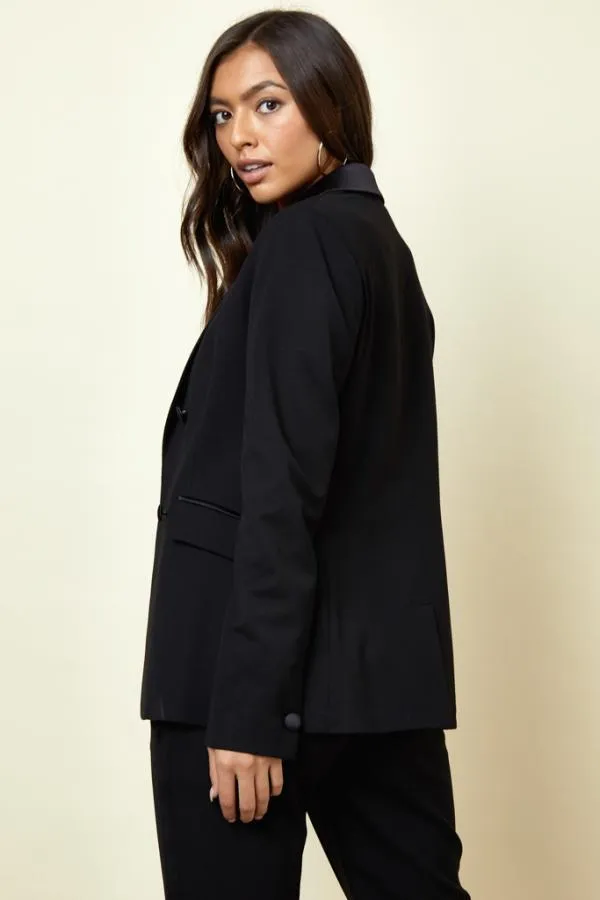 Sosandar Jackets and Coats Women Black Tuxedo Jacket Black