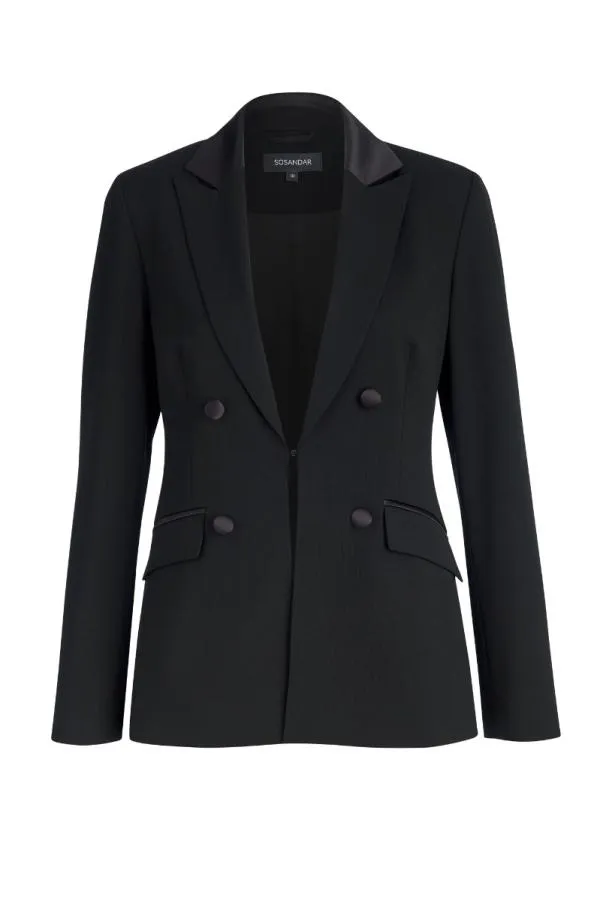 Sosandar Jackets and Coats Women Black Tuxedo Jacket Black