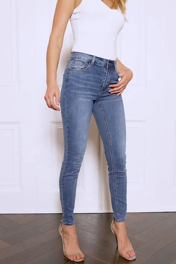 Sosandar Jeans and Jeggings Women Grace Mid Blue Organic Skinny Jeans Mid Blue
