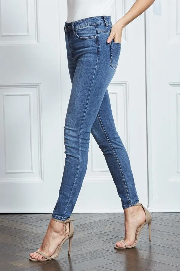 Sosandar Jeans and Jeggings Women Grace Mid Blue Organic Skinny Jeans Mid Blue