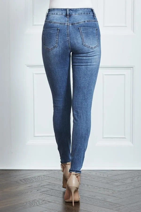 Sosandar Jeans and Jeggings Women Grace Mid Blue Organic Skinny Jeans Mid Blue