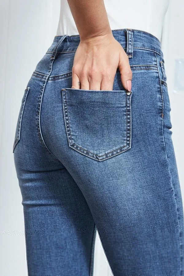 Sosandar Jeans and Jeggings Women Grace Mid Blue Organic Skinny Jeans Mid Blue