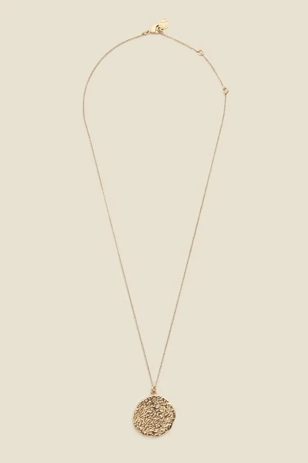 Sosandar Jewellery Women Gold Plated Hammered Pendant Necklace