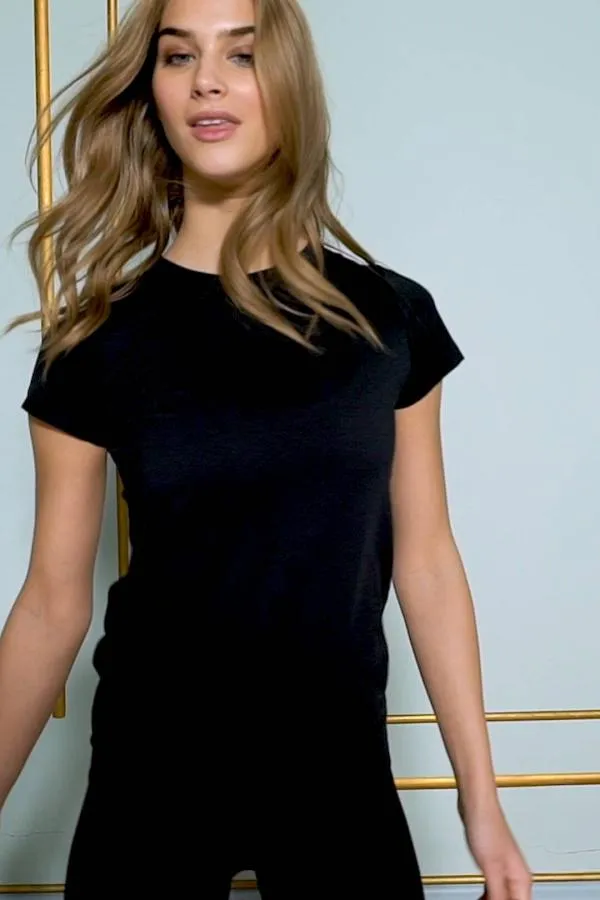 Sosandar Loungewear Women Black Seamless Perfect Athleisure T Shirt Black