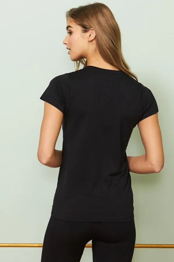 Sosandar Loungewear Women Black Seamless Perfect Athleisure T Shirt Black