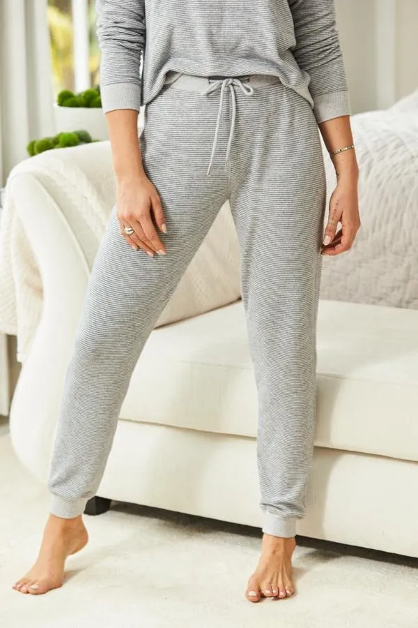 Sosandar Loungewear Women Grey Marl Super Soft Striped Loungewear Joggers Grey Sosandar Loungewear Women Grey Marl Super Soft Striped Loungewear Joggers Grey