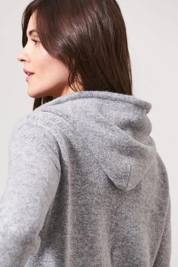 Sosandar Loungewear Women Grey Super Soft Zip Front Hooded Top With Pockets Grey