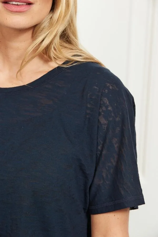 Sosandar Loungewear Women Midnight Blue Open Back Namaste T Shirt Blue