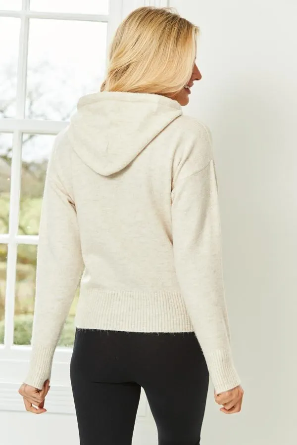 Sosandar Loungewear Women Oatmeal Super Soft Knitted Hooded Top