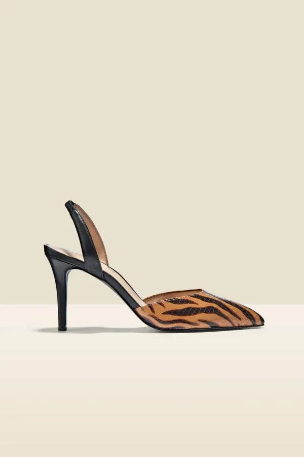 Sosandar Mid Heels Women Ciara Tiger Flame Leather Court Shoe