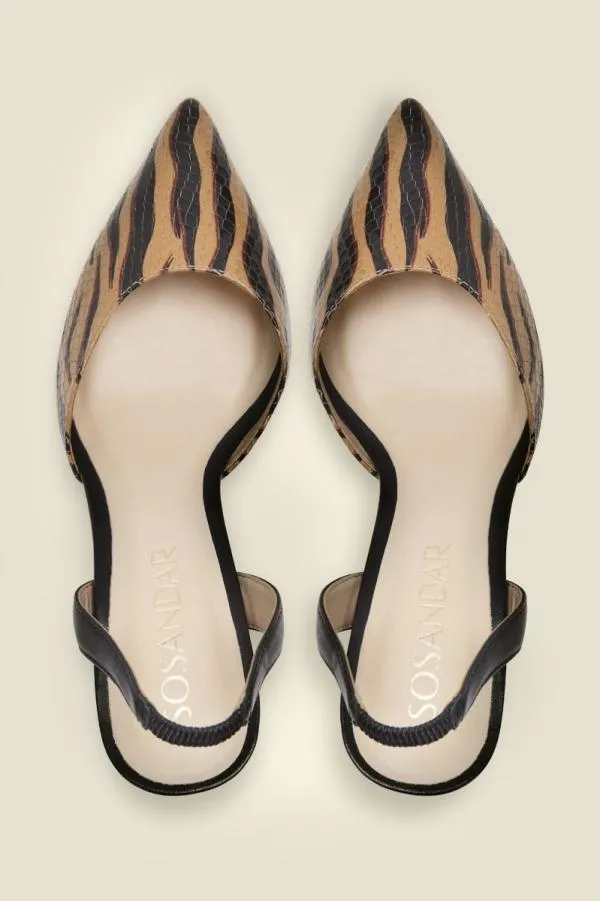 Sosandar Mid Heels Women Ciara Tiger Flame Leather Court Shoe